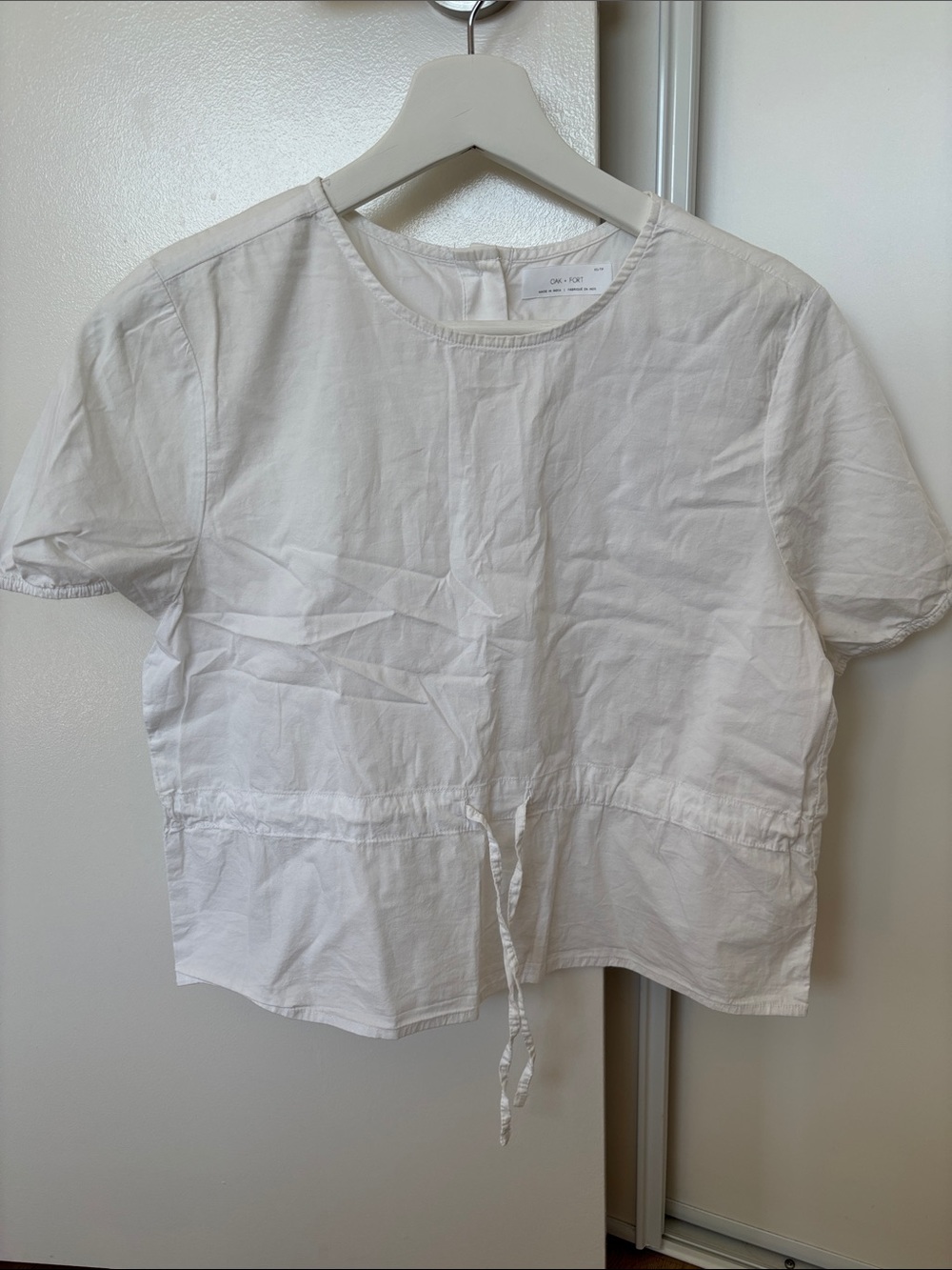 OAK + FORT White Round-Neck Top-XS